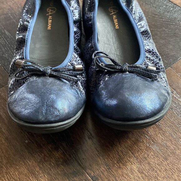 Giacomo Albiani ballet flats size shoes 8 womens navy blue leather comfort shoe - Picture 2 of 7